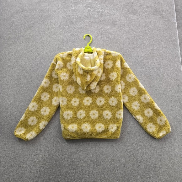 Billabong Women Sweatshirt L Yellow Floral Fleece Quarter Zip Time Off - Picture 9 of 9